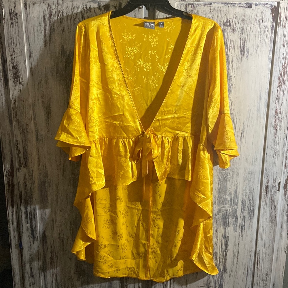 Soho New York & company yellow wrap cardigan